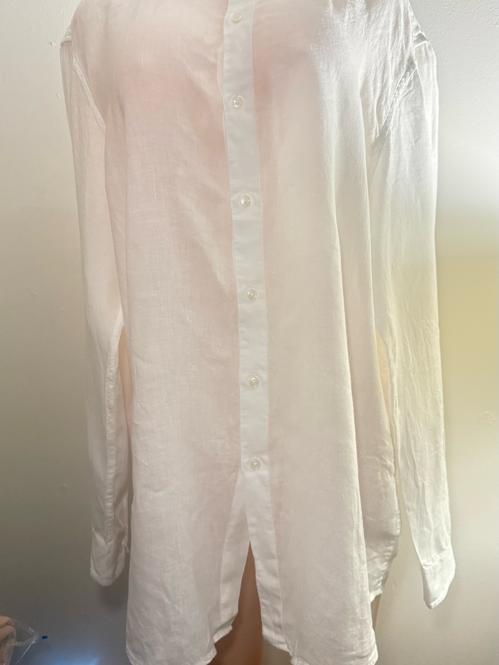 Tasso Elba Sheer White Long-Sleeve Button Front Shirt